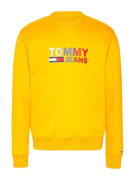 Sweatshirt Tommy Jeans Logo Crew Gelb Herren