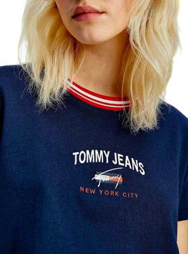 T-Shirt Tommy Jeans Timeless Blau Marineblau Damen