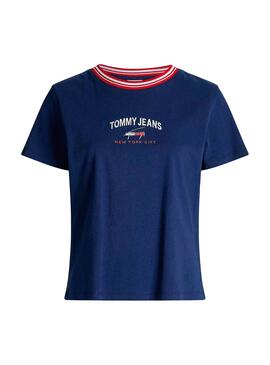 T-Shirt Tommy Jeans Timeless Blau Marineblau Damen