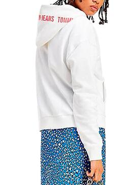 Sweatshirt Tommy Jeans Tape Hoodie Weiss für Damen
