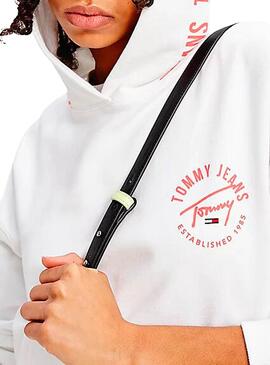 Sweatshirt Tommy Jeans Tape Hoodie Weiss für Damen