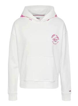 Sweatshirt Tommy Jeans Tape Hoodie Weiss für Damen
