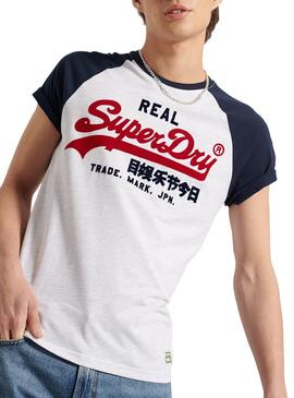 T-Shirt Superdry Duo Raglan Weiss für Herren