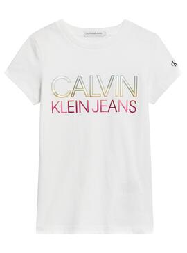T-Shirt Calvin Klein Gradient Logo Weiss Mädchen