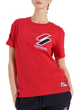 T-Shirt Superdry Sportstyle Rot für Damen