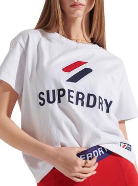 T-Shirt Superdry Sportstyle Classic Weiss Damen