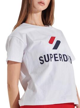 T-Shirt Superdry Sportstyle Classic Weiss Damen