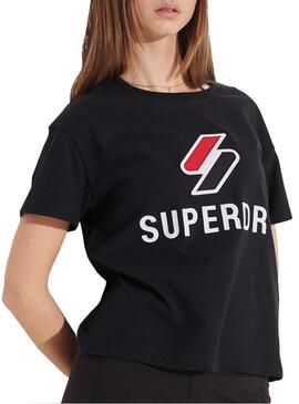 T-Shirt Superdry Sportstyle Classic Schwarz Damen