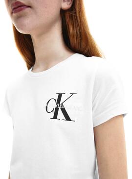 T-Shirt Calvin Klein Chest Monogram Weiss Mädchen