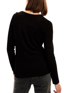 T-Shirt Naf Naf Schnürsenkel mit Ausschnitt Schwarz für Damen