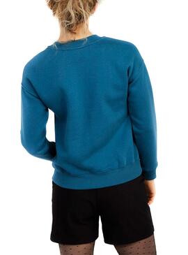 Sweatshirt Naf Naf Plüsch Abbildung Blau für Damen