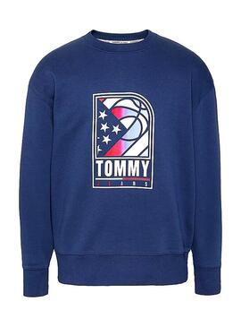 Sweatshirt Tommy Jeans Basketball Blau für Herren