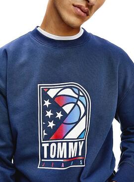 Sweatshirt Tommy Jeans Basketball Blau für Herren