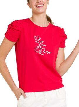 T-Shirt Naf Naf La Vie En Rose Rot für Damen