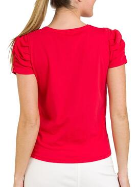 T-Shirt Naf Naf La Vie En Rose Rot für Damen