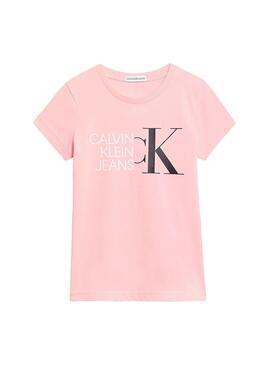 T-Shirt Calvin Klein Hybrid Logo Rosa für Mädchen