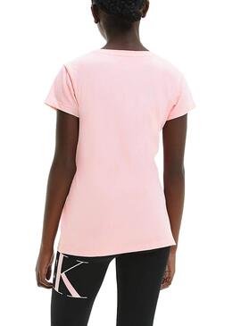 T-Shirt Calvin Klein Hybrid Logo Rosa für Mädchen