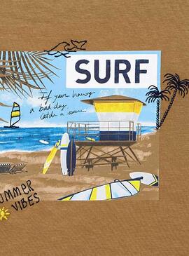 T-Shirt Mayoral Surf Playa braun für Junge