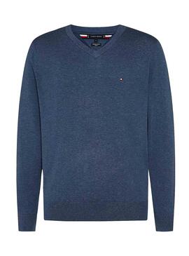 Pullover Tommy Hilfiger Blend V Neck Blau Herren