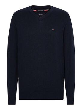 Pullover Tommy Hilfiger Blend V Neck Marineblau Herren