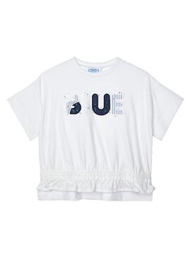 T-Shirt Mayoral Aplique Blue Weiss für Mädchen