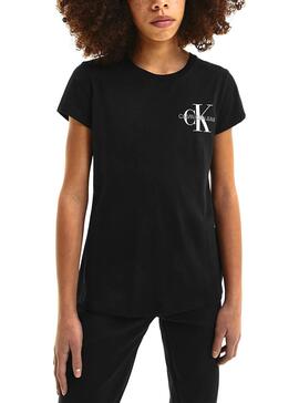 T-Shirt Calvin Klein Truhe Monogram Schwarz Mädchen