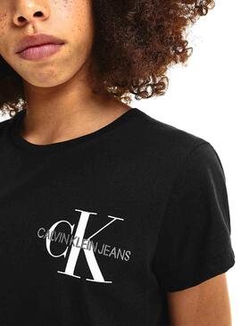 T-Shirt Calvin Klein Truhe Monogram Schwarz Mädchen