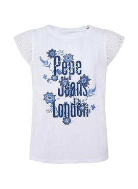T-Shirt Pepe Jeans Paige Weiss für Mädchen