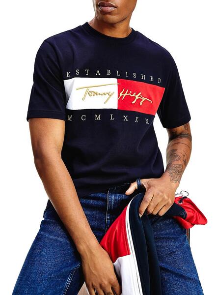 T-Shirt Tommy Signature Marineblau Herren