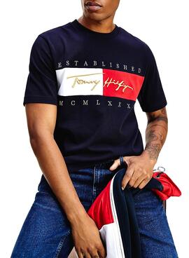 T-Shirt Tommy Hilfiger Signature Marineblau Herren