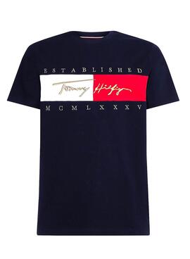 T-Shirt Tommy Hilfiger Signature Marineblau Herren