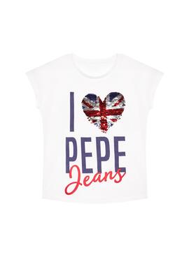 T-Shirt Pepe Jeans Maca Optic Weiss für Mädchen