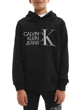 Sweatshirt Calvin Klein Hybrid-Logo Schwarz für Junge