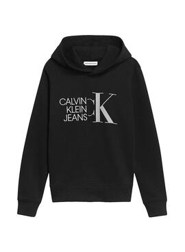 Sweatshirt Calvin Klein Hybrid-Logo Schwarz für Junge