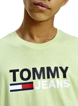 T-Shirt Tommy Jeans Corp Logo Grün für Herren