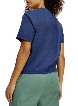 T-Shirt Tommy Jeans Cropped Marineblau für Damen