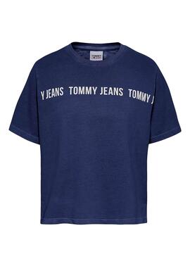 T-Shirt Tommy Jeans Cropped Marineblau für Damen