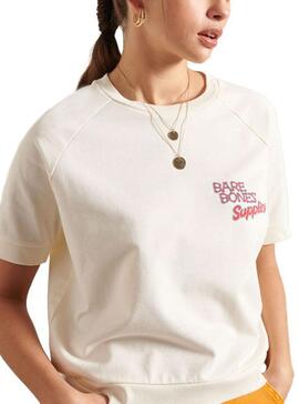 T-Shirt Superdry Workwear Weiss für Damen