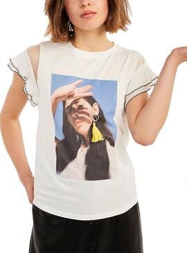 T-Shirt Naf Naf Pent Weiss für Damen