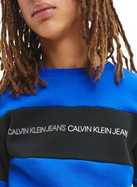 Sweatshirt Calvin Klein Farbe Block Blau für Junge