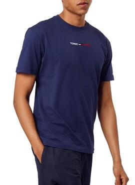 T-Shirt Tommy Jeans Linear Logo Marineblau Herren