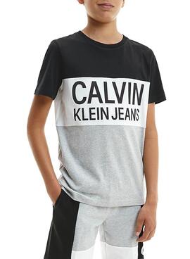 T-Shirt Calvin Klein Color Block Schwarz für Junge