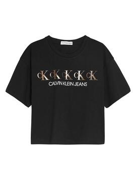 T-Shirt Calvin Klein Repeat Schwarz für Mädchen