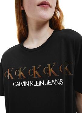 T-Shirt Calvin Klein Repeat Schwarz für Mädchen