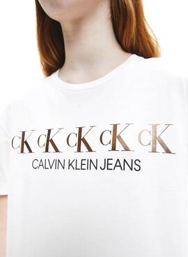 T-Shirt Calvin Klein Repeat Foil Weiss für Mädchen
